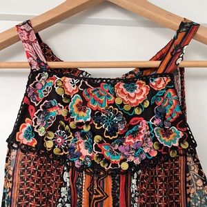 ✨Anthropologie✨Sheer, embellished tank w/back tie✨